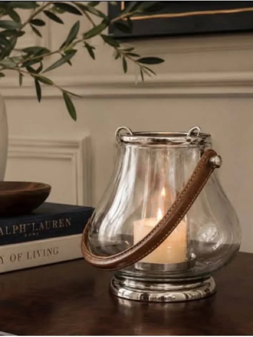 Glass & Leather Petite Hurricane Lanterns | Set of 3
